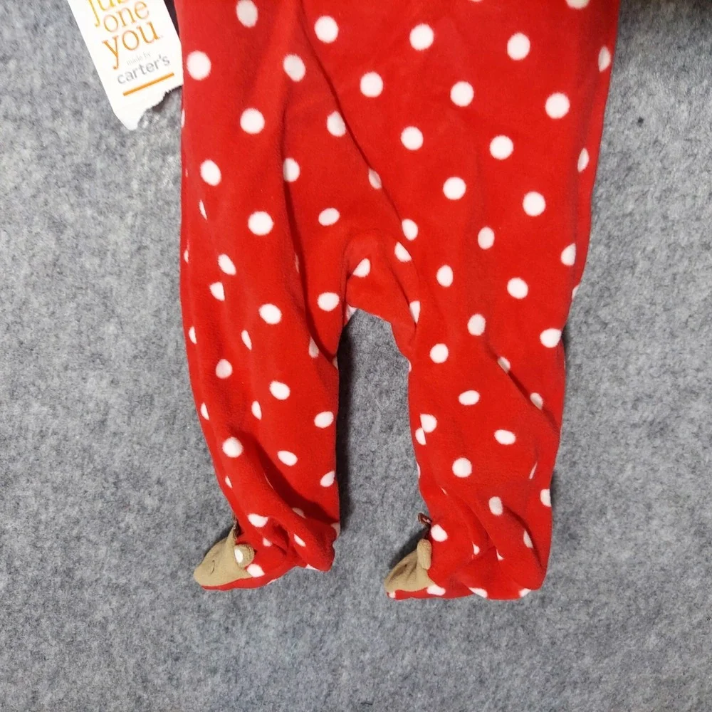Carters One Piece 3M Embroidery Christmas Reindeer Footie Blanket Sleeper Fleece